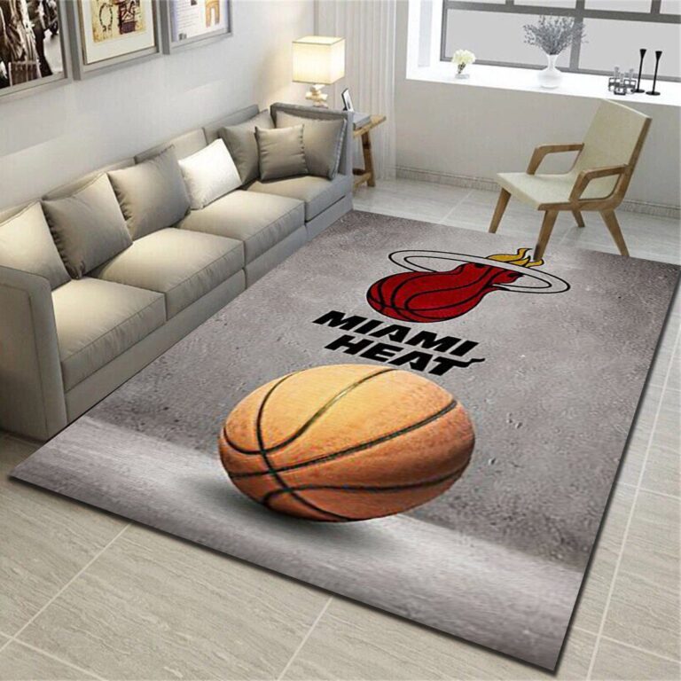 Miami Heat Logo Area Rug – Basketball Team Living Room Bedroom Carpet, Sports Floor Mat Home Decor – Custom Size And Printing