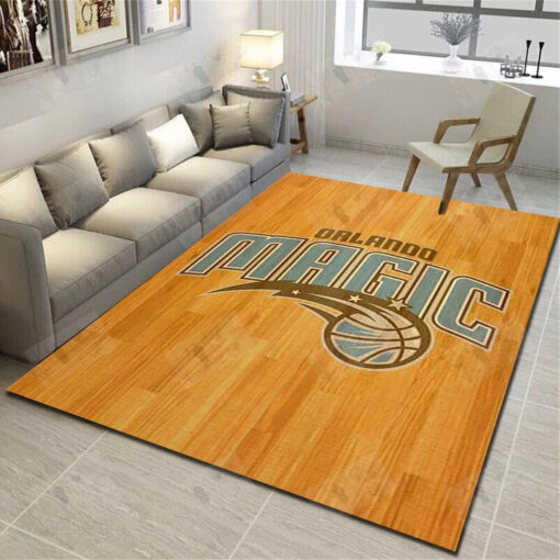 Orlando Magic Logo Area Rug - Basketball Team Living Room Carpet - Custom Size And Printing