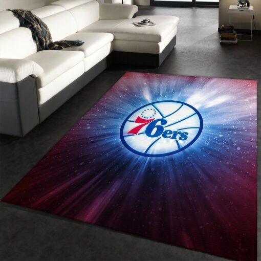 Philadelphia 76Ers Nba Logo 3D Area Rug - Living Room - Custom Size And Printing
