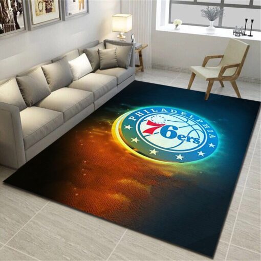 Philadelphia 76Ers Area Rugs, Basketball Team Living Room Carpet - Custom Size And Printing