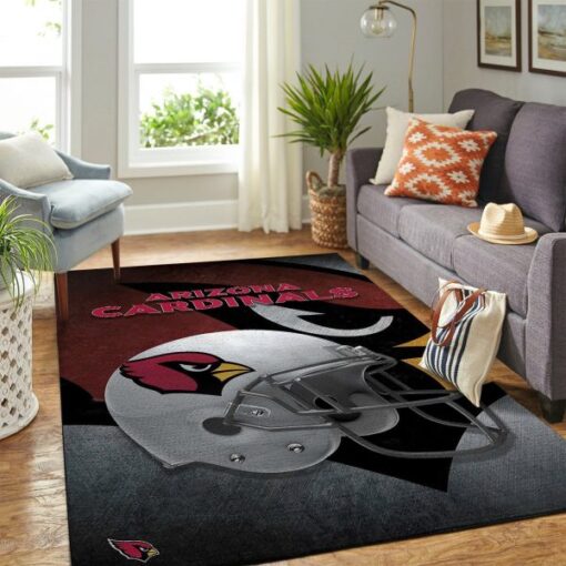 Arizona Cardinals NFL Team Logo Helmet Style Nice Gift Living Room Carpet Rug - Custom Size And Printing