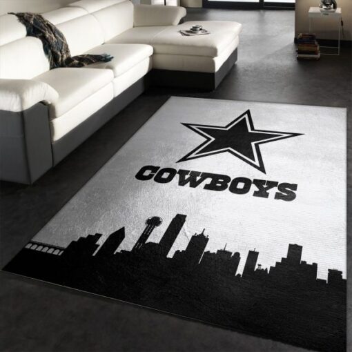 Dallas Cowboys Skyline Nfl Area Rug For Christmas, Bedroom, Floor Decor Home Decor - Custom Size And Printing