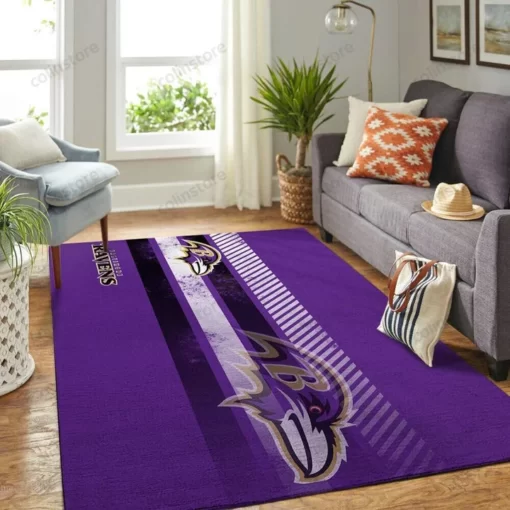 Baltimore Ravens NFL Area Rug Living Room Carpet Team Logo Sports Rug Custom Size And Printing