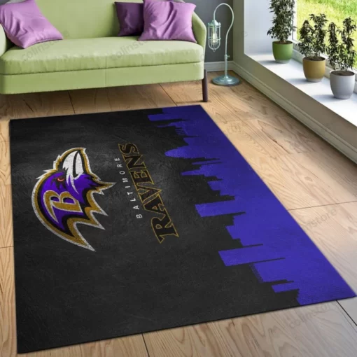 Baltimore Ravens Skyline NFL Area Rug - Custom Size And Printing