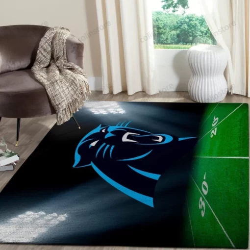 Carolina Panthers Area Rug Nfl Football Team Logo Carpet Living Room Rug - Custom Size And Printing