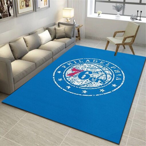Philadelphia 76Ers Area Rugs, Basketball Team Living Room Carpet, Sports Floor Decor - Custom Size And Printing