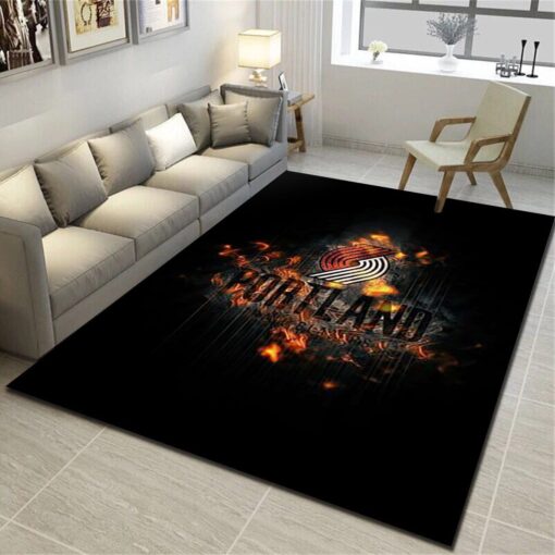 Portland Trail Blazers Area Rug - Basketball Team Living Room Carpet - Custom Size And Printing