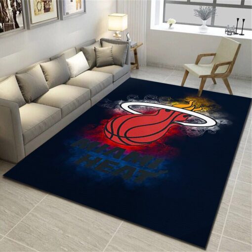 Miami Heat Area Rug - Basketball Team Living Room Carpet, Man Cave Floor Mat - Custom Size And Printing