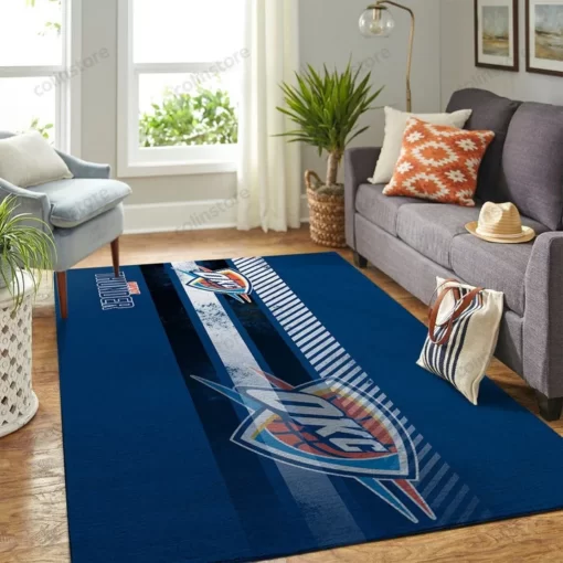 Oklahoma City Thunder Team Logo Nice Gift Nba Living Room Carpet Area Rug Home Decor - Custom Size And Printing