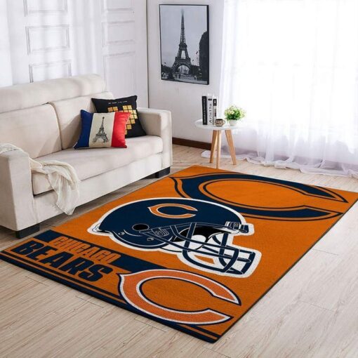 Chicago Bears Nfl Team Logo Helmet Rug Room Carpet - Custom Size And Printing