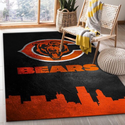 Chicago Bears Skyline Nfl Area Rug Carpet Bedroom Floor Decor Home Decor - Custom Size And Printing
