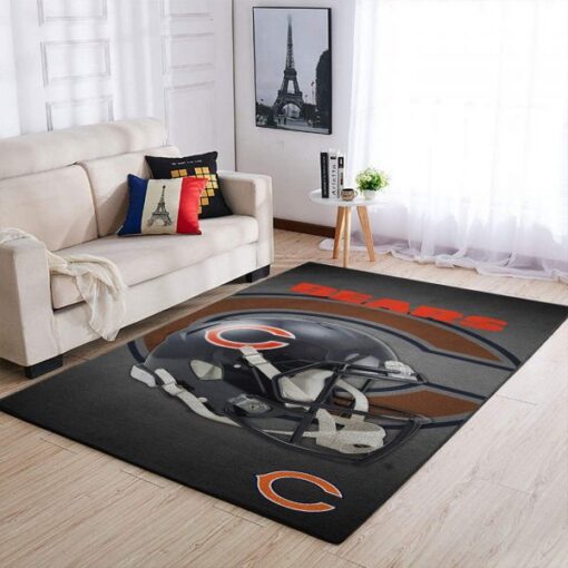 Chicago Bears Nfl Team Logo Helmet Nice Gift Living Room Carpet Rug Home Decor - Custom Size And Printing