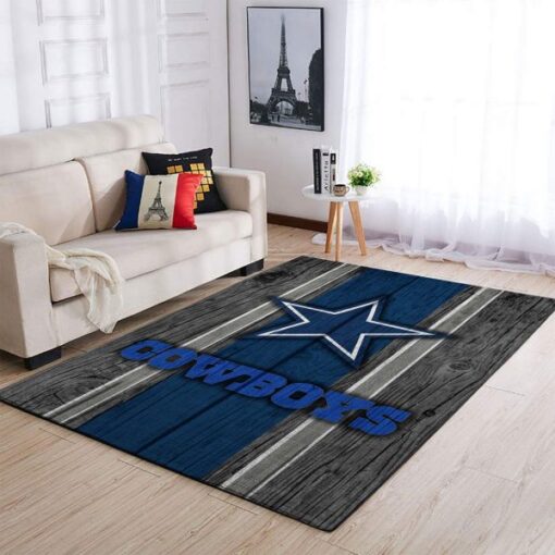 Dallas Cowboys Nfl Team Logo Wooden Style Style Nice Gift Home Decor Rectangle Area Rug - Custom Size And Printing
