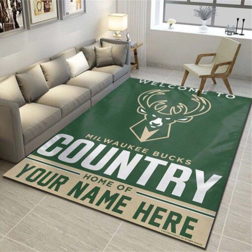 Milwaukee Bucks Personalized Area Rugs, Living Room Carpet - Custom Size And Printing