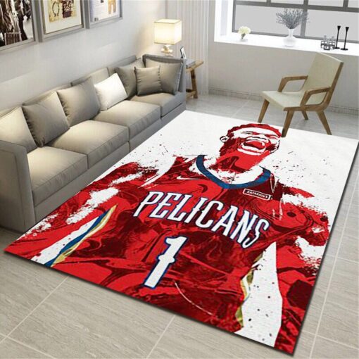 New Orleans Pelicans Logo Area Rug - Basketball Team Living Room Carpet, Sports Floor Mat Home Decor - Custom Size And Printing