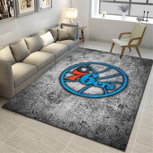 Philadelphia 76Ers Area Rug - Basketball Team Living Room Bedroom Carpet - Custom Size And Printing