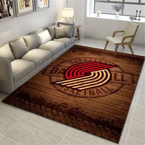 Portland Trail Blazers Logo Area Rug - Basketball Team Living Room Carpet - Custom Size And Printing