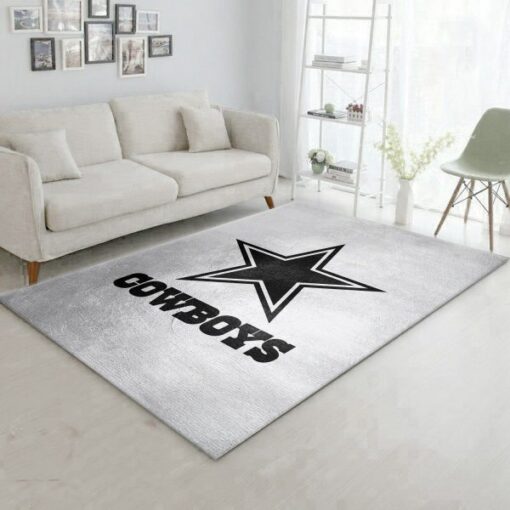Dallas Cowboys Silver Nfl Area Rug - Bedroom, Us Gift Decor - Custom Size And Printing