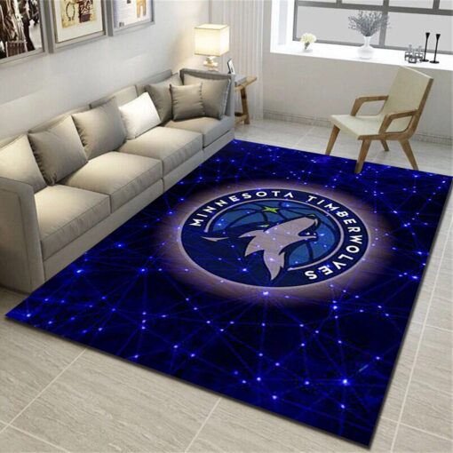 Minnesota Timberwolves Logo Area Rug - Basketball Team Living Room Carpet - Custom Size And Printing