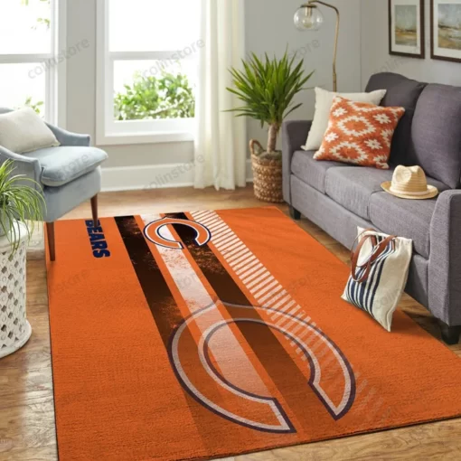 Chicago Bears Nfl Team Logo Nice Gift Home Decor Rectangle Area Rug - Custom Size And Printing