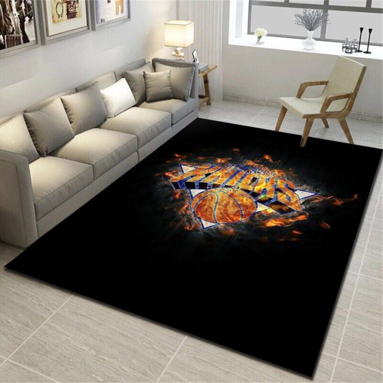 New York Knicks Logo Area Rug – Basketball Team Living Room Carpet – Custom Size And Printing