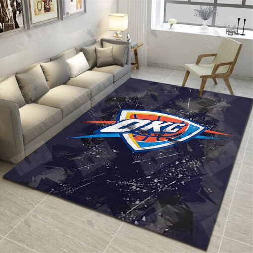 Oklahoma City Thunder Area Rug - Basketball Team Living Room Bedroom Carpet - Custom Size And Printing
