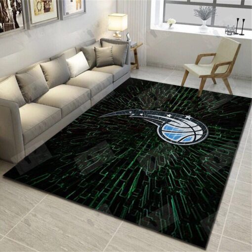 Orlando Magic Logo Area Rug - Basketball Team Living Room Carpet, Sports Floor Decor - Custom Size And Printing