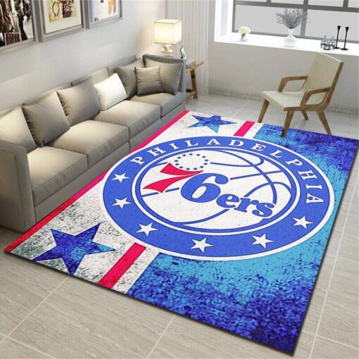 Philadelphia 76Ers Area Rugs, Basketball Team Living Room Bedroom Carpet - Custom Size And Printing