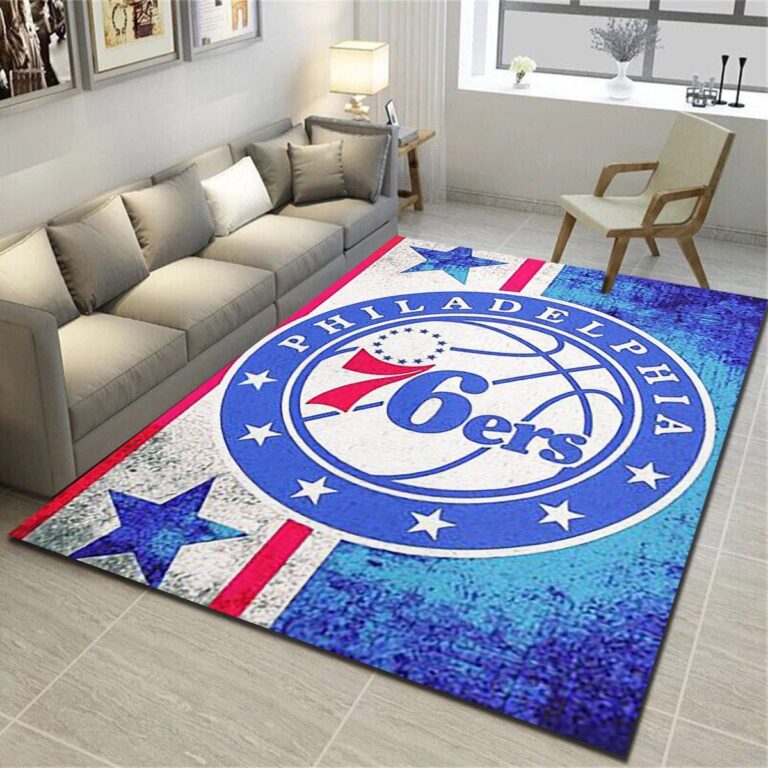 Philadelphia 76Ers Area Rugs, Basketball Team Living Room Bedroom Carpet – Custom Size And Printing
