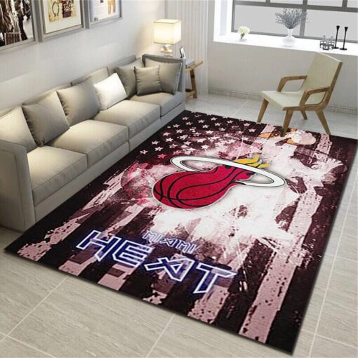 Miami Heat Area Rugs, Basketball Team Living Room Carpet, Man Cave Floor Mat - Custom Size And Printing