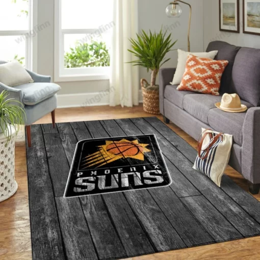 Phoenix Suns Nba Team Logo Grey Area Rug - Living Room Rug Home Decor Carpet - Custom Size And Printing