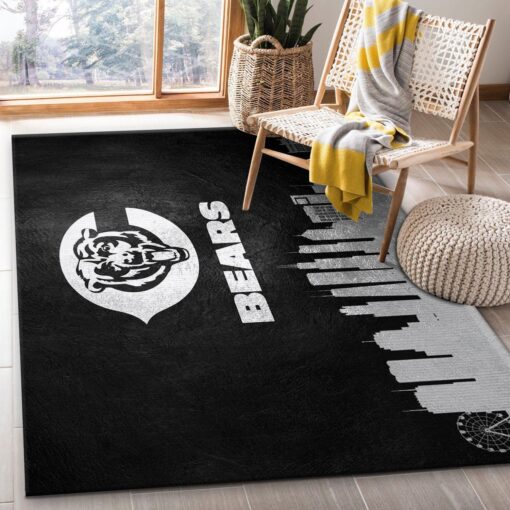 Chicago Bears Skyline Nfl Team Logos Area Rug - Living Room Rug - Custom Size And Printing