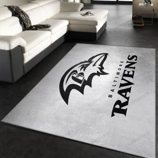 Baltimore Ravens Silver NFL Area Rug For Christmas, Living Room And Bedroom Rug - Custom Size And Printing