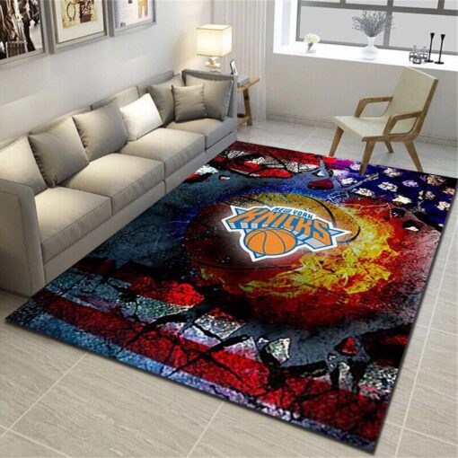 New York Knicks Area Rug - Basketball Team Living Room Bedroom Carpet - Custom Size And Printing