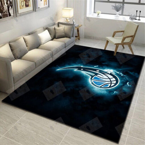 Orlando Magic Logo Area Rug - Basketball Team Living Room Bedroom Carpet, Sports Floor Mat - Custom Size And Printing