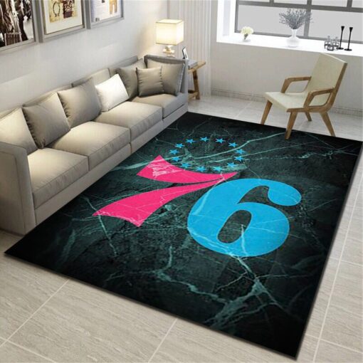 Philadelphia 76Ers Area Rugs, Basketball Team Living Room Bedroom Carpet - Custom Size And Printing