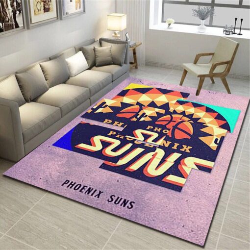 Phoenix Suns Logo Area Rug - Basketball Team Living Room Bedroom Carpet - Custom Size And Printing