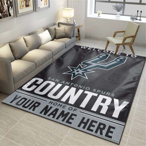 San Antonio Spurs Personalized Rug - Team Living Room Bedroom Carpet - Custom Size And Printing