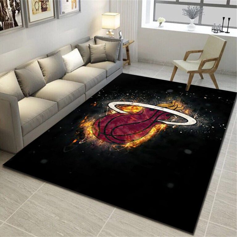 Miami Heat Rug – Basketball Team Living Room Carpet – Custom Size And Printing