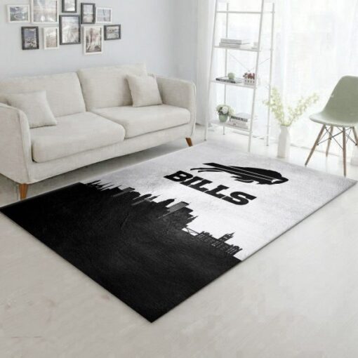 Buffalo Bills Skyline NFL Area Rug Carpet, Kitchen Rug Christmas Gift Us Decor Custom Size And Printing