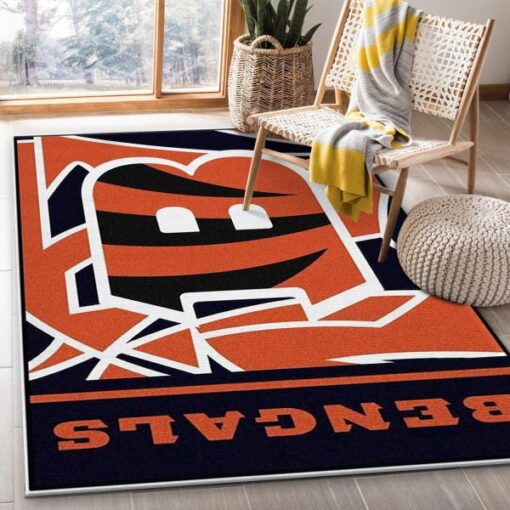 Cincinnati Bengals Nfl Logo Area Rug Carpet, Kitchen Rug - Custom Size And Printing