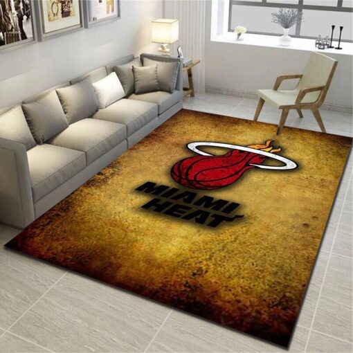 Miami Heat Area Rug - Basketball Team Living Room Carpet, Fan Cave Floor Mat - Custom Size And Printing