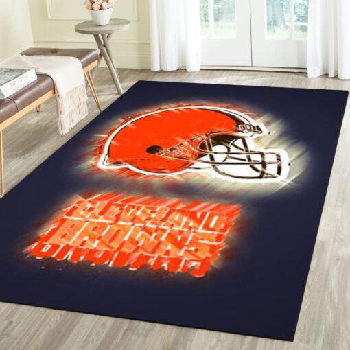 Cleveland Browns Logo Area Rug - Football Team Living Room Carpet - Custom Size And Printing