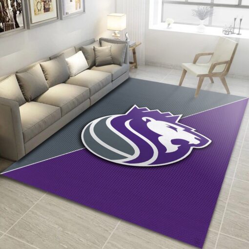 Sacramento Kings Nba Logo Area Rug Nba Rug Room Decor - Custom Size And Printing