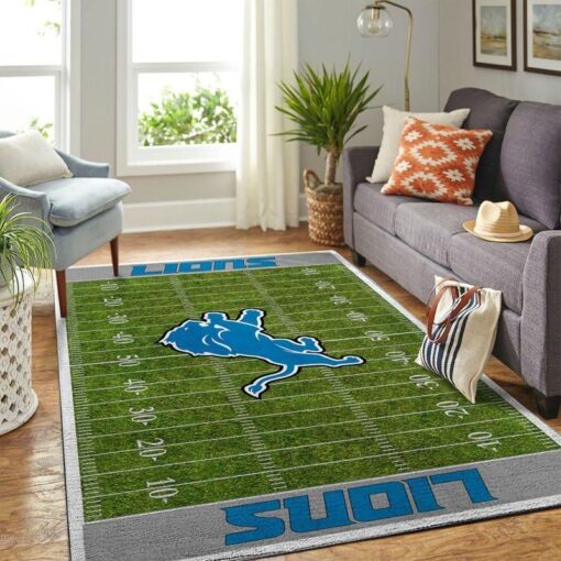 Detroit Lions Nfl Rug Room Carpet Sport Custom Area Floor Home Decor - Custom Size And Printing