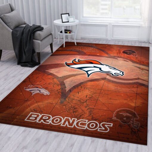 Denver Broncos Nfl Logo Area Rug For Gift Bedroom Rug - Custom Size And Printing