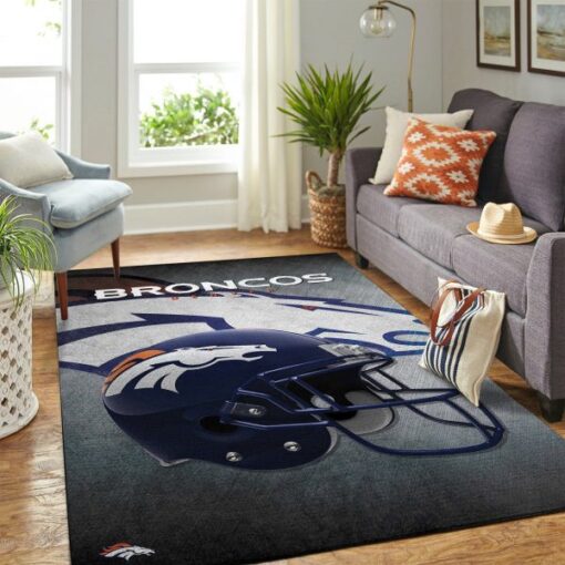 Denver Broncos Nfl Team Logo Helmet Style Nice Gift Home Decor Rectangle Area Rug - Custom Size And Printing