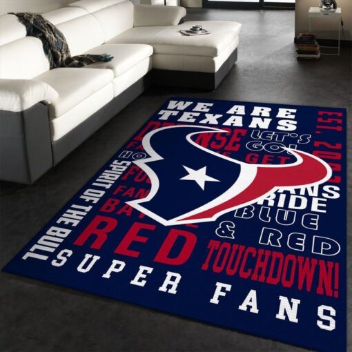 HOUSTON TEXANS NFL – AREA RUG LIVING ROOM AND BED ROOM RUG – CUSTOM SIZE AND PRINTING