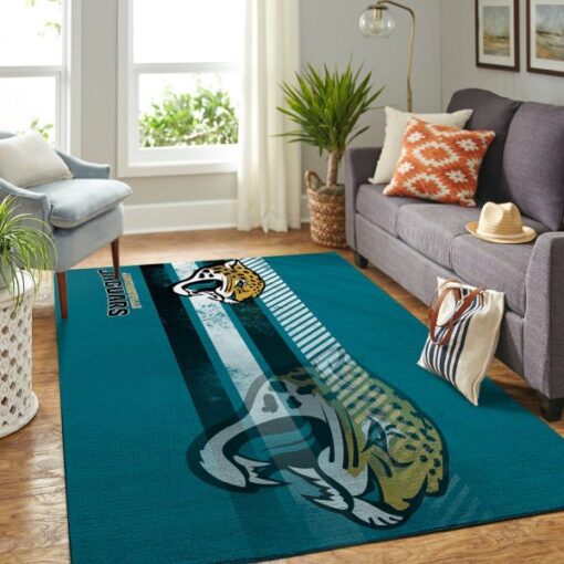 Jacksonville Jaguars Nfl Team Logo Nice Gift Home Decor Rectangle Area Rug - Custom Size And Printing
