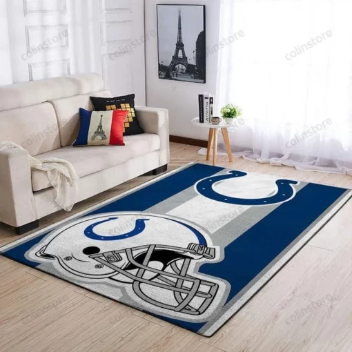 Indianapolis Colts Nfl Team Logo Helmet Rug Room Carpet - Custom Size And Printing